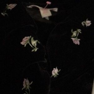 Oscar dele renta princess queen duster bath robe long velour embroidered floral